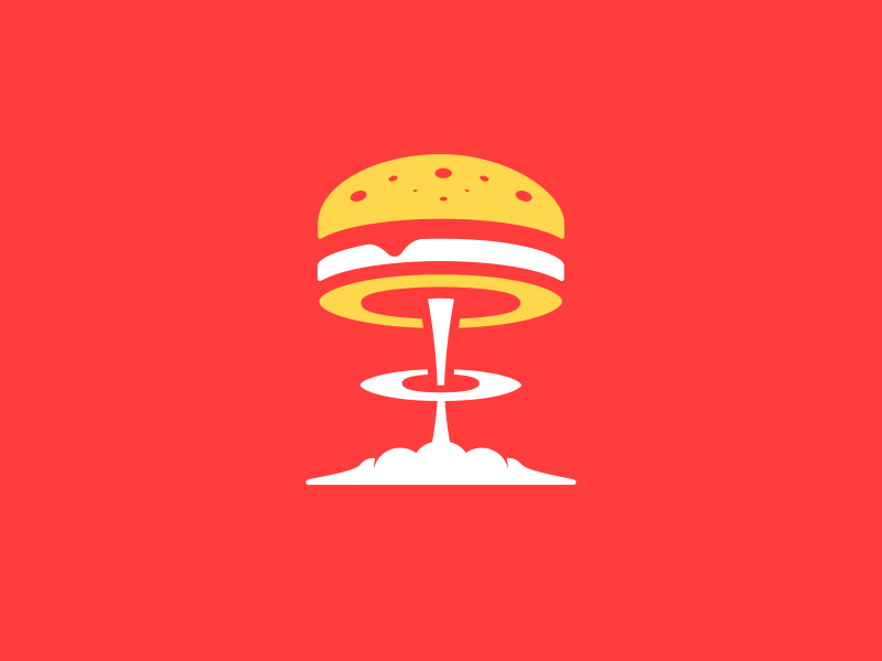 Red Fast Food Burger Logo - Atomic Burger Logo icon by LeoLogos.com. Smart Logos. Logo
