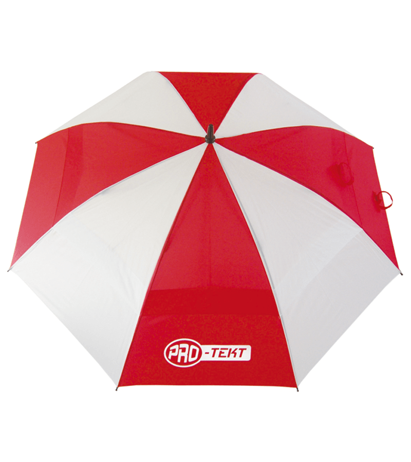 White and Red Umbrella Logo - Pro-Tekt Umbrella - White/Red - Brandfusion