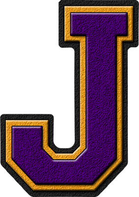 Purple J Logo - Presentation Alphabets: Purple & Gold Varsity Letter J