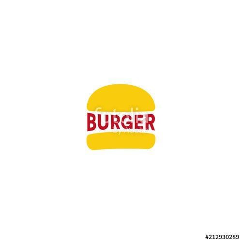 Red Fast Food Burger Logo - Big burger restaurant logo template. Yellow loaf and red sousage or