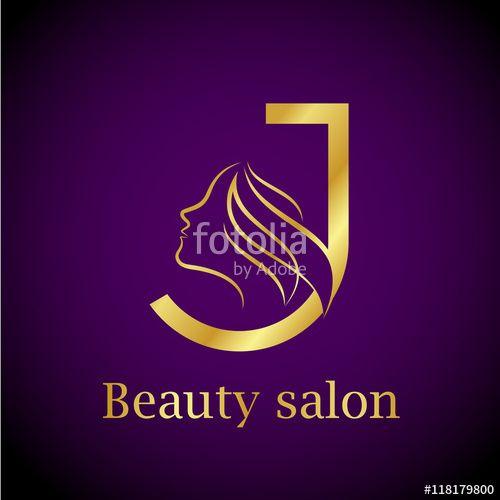 Purple J Logo - Abstract letter J logo,Gold Beauty salon logo design template