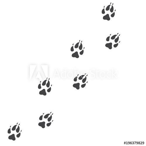 Black Footprint Logo - Vector illustration. Fox Paw Prints Track Logo. Black on White