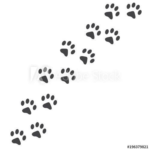 Black Footprint Logo - Vector illustration. Cat Paw Prints Track Logo. Black on White