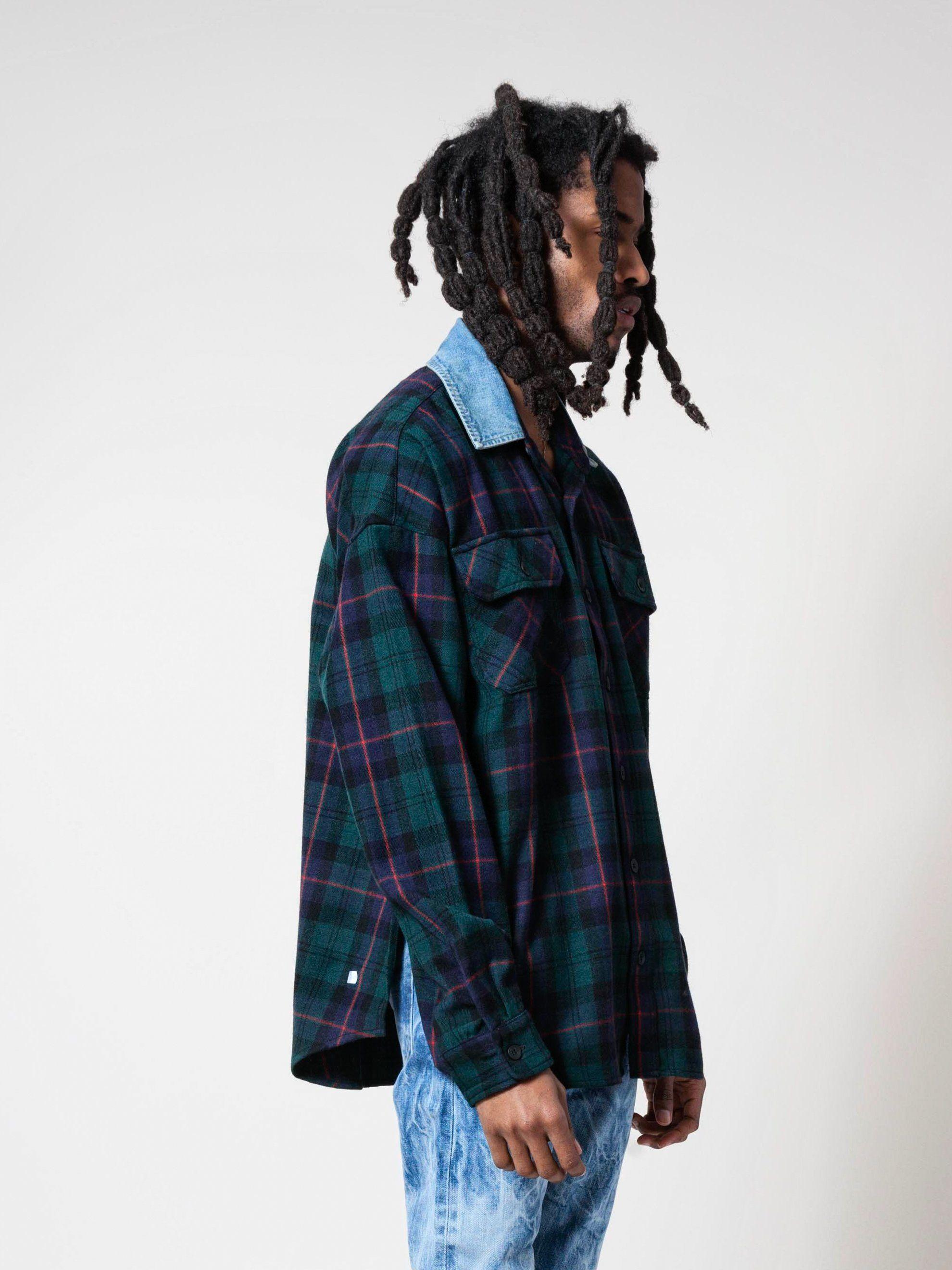 Flannel Fear of God Logo - Buy Fear of God Denim Collard Flannel Online at UNION LOS ANGELES