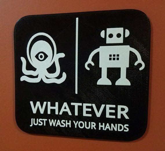 Alien Robot Logo - Alien Robot Gender Neutral Bathroom Restroom Sign Whatever | Etsy