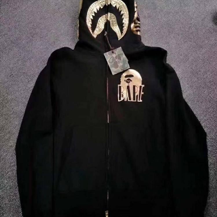 Golden BAPE Logo - Cheap Bape Golden Ape Shark Head Black Hoodie and Hoodies ...