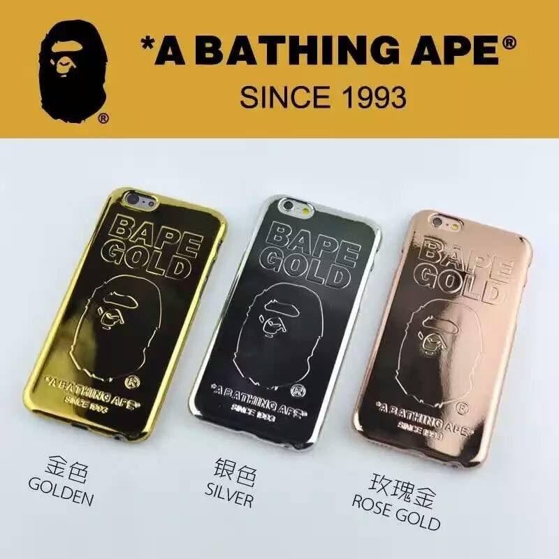 Golden BAPE Logo - Japan Bape Brand 3D Ape Man Gold Case For Iphone 7 7 Plus 6 6S 6 ...
