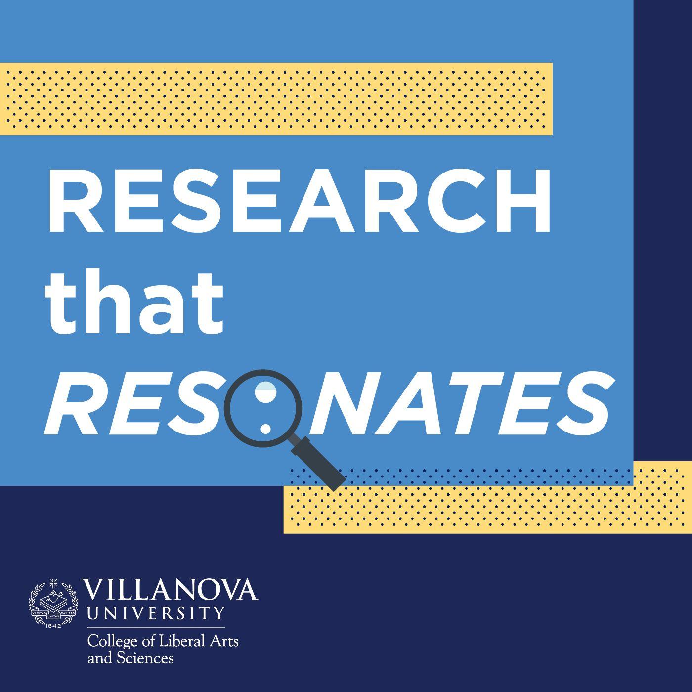 Yellow Blue Research University Logo - Research that Resonates by Villanova University's College of Liberal