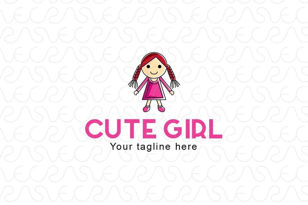 Girl Logo - Cute Girl Kid Logo Design Template