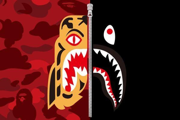 Red BAPE Shark Logo - A BATHING APE® TIGER SHARK COLLECTION | us.bape.com