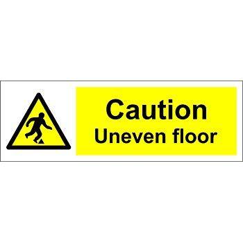 Over a Yellow Triangle Logo - caution uneven floor / warning exlamation in yellow triangle sign ...