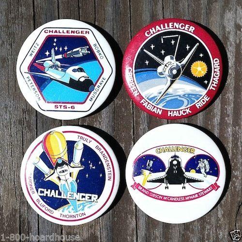 NASA Challenger Logo - 4 NASA CHALLENGER SPACE SHUTTLE Pins Pinbacks 1980s ...