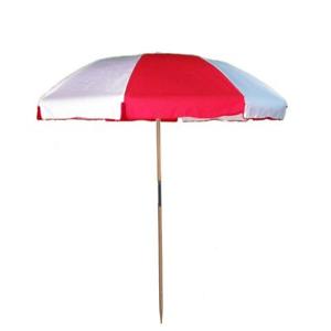 White and Red Umbrella Logo - 7.5 ft Wood Beach Umbrella Sunbrella Logo Red & Natural White Color ...