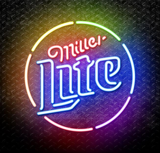 Multi Colored Circle Brand Logo - Miller Lite Multi Color Circle Neon Sign For Sale // Neonstation