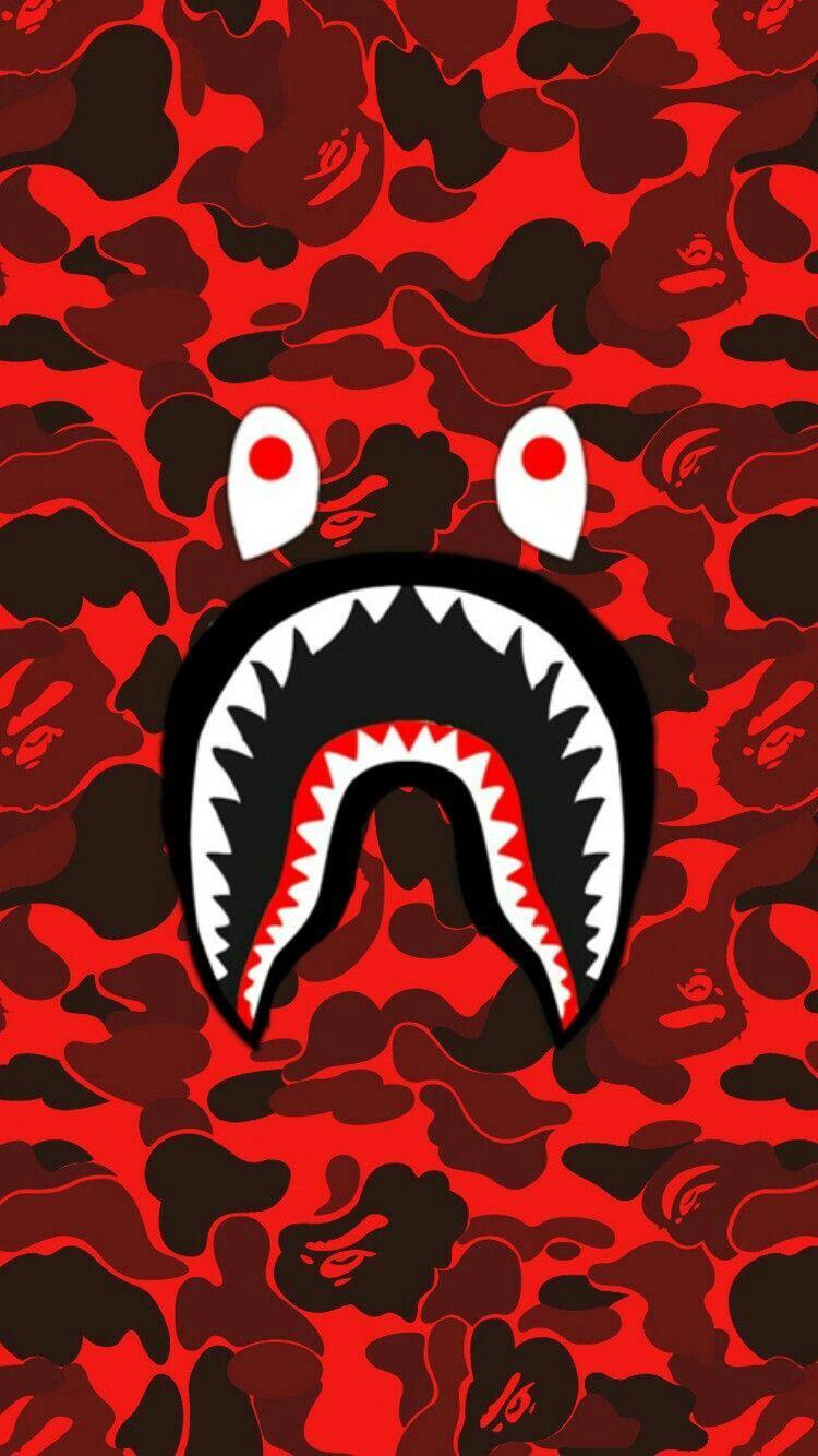 BAPE Shark Logo - Bape shark face red camo | Bape in 2019 | Pinterest | Hypebeast ...