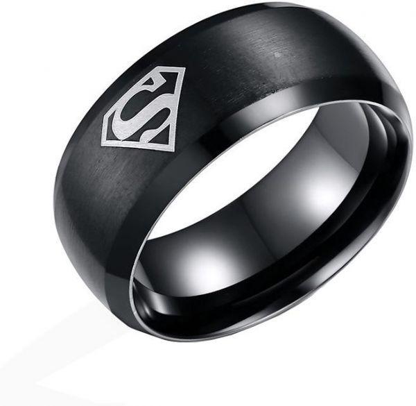 Black Superman Logo - Black Superman Logo Fashion Trend Titanium Steel Ring | Souq - UAE