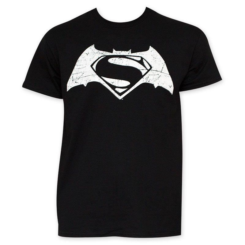 Black Superman Logo - Batman V Superman Men's Black And White Movie Logo T Shirt