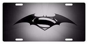 Black Superman Logo - BATMAN SUPERMAN LOGO BLACK CUSTOM LICENSE PLATE CAR MOVIE EMBLEM | eBay