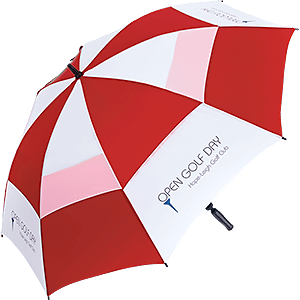 White and Red Umbrella Logo - Super Vent Printed Umbrella | Hotline