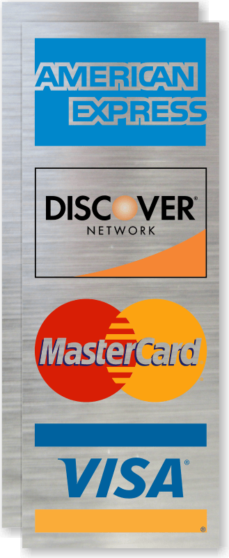 Visa MasterCard Discover Amex Logo - American Express, Discover, MasterCard, Visa Logo Decal Signs, SKU ...