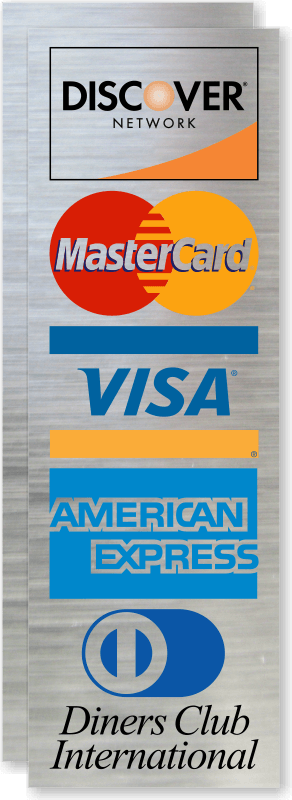 Visa MasterCard Discover Amex Logo - Discover, MasterCard, Visa, American Express Logo Glass Decal Signs ...