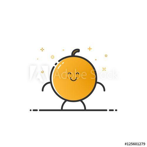 Funny Orange Logo - Vector illustration of funny orange character cartoon isolated in ...