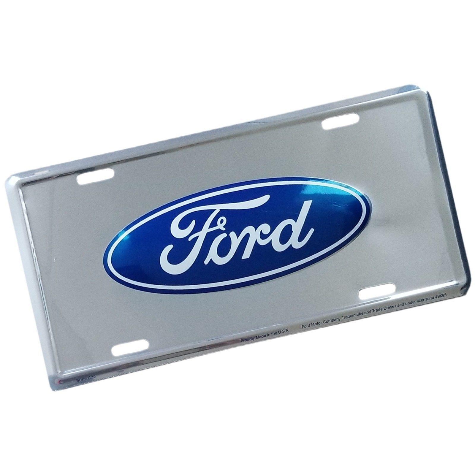 New Ford Logo - New FORD Logo Chrome Embossed Metal Plate Stamped Tag Frame for Car ...