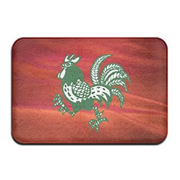 Rooster in Red Square Logo - Retro Rooster Chicken Farm Square Non Slip Doormat Low Profile Logo ...