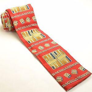 Rooster in Red Square Logo - Backgammon Tie. Rooster Red Square End Cotton Necktie