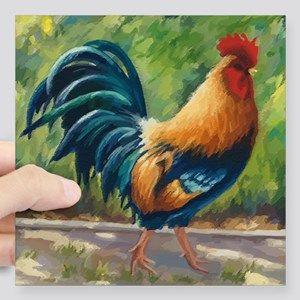 Rooster in Red Square Logo - Red Rooster Stickers