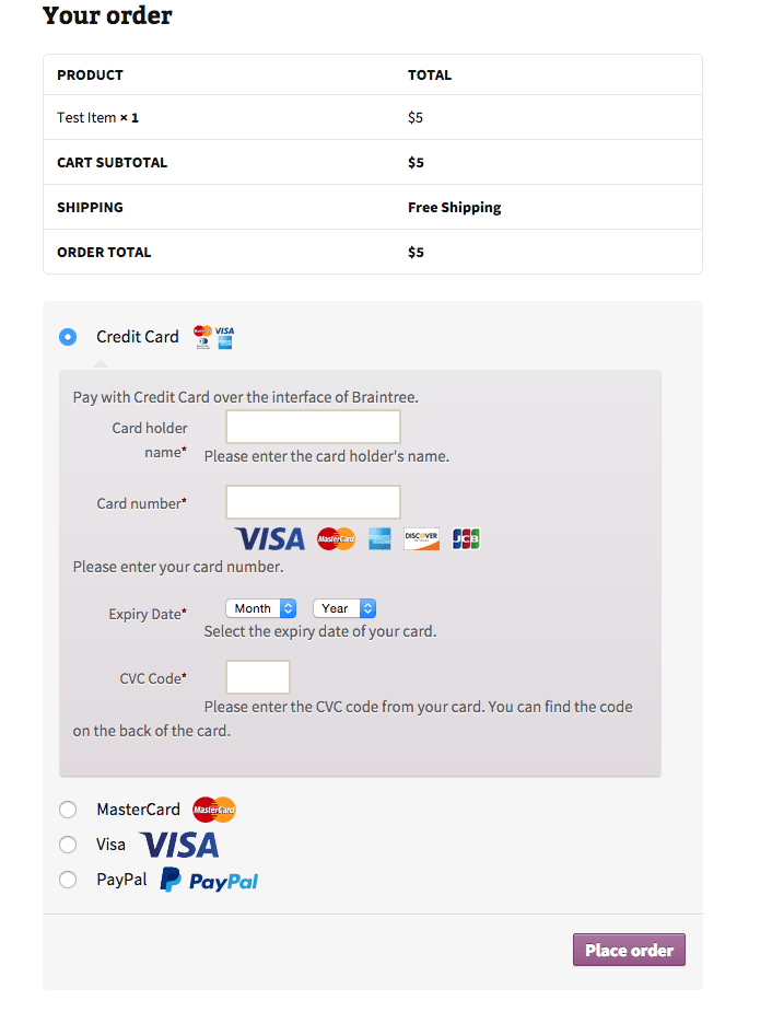 Braintree Credit Card Logo - customweb GmbH WooCommerce Braintree Payment Plugin