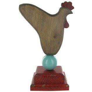 Rooster in Red Square Logo - Amazon.com : Wooden Chicken on Red Square Base Length: 4 3/4