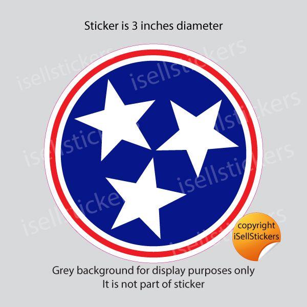 Blue Circle with White Star Logo - TN Tennessee Volunteers Tristar Tri-Star Bumper Sticker Window Decal