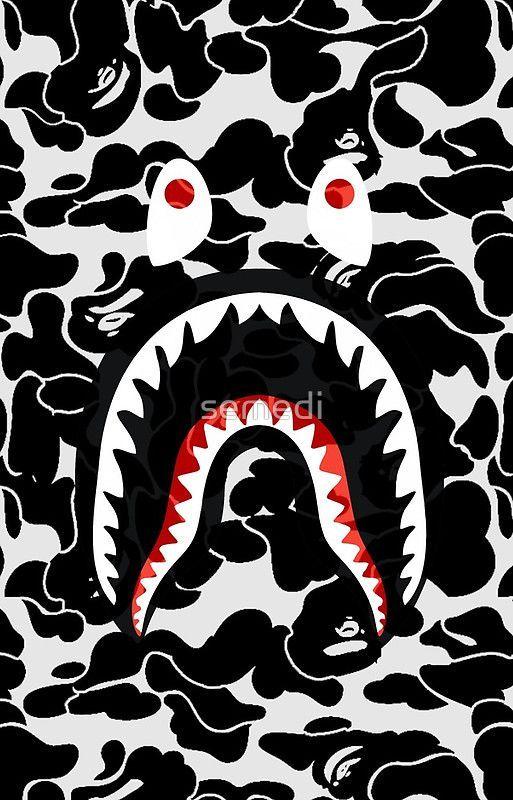 BAPE Shark Logo - shark black bape camo. Wallpaper. Bape wallpaper