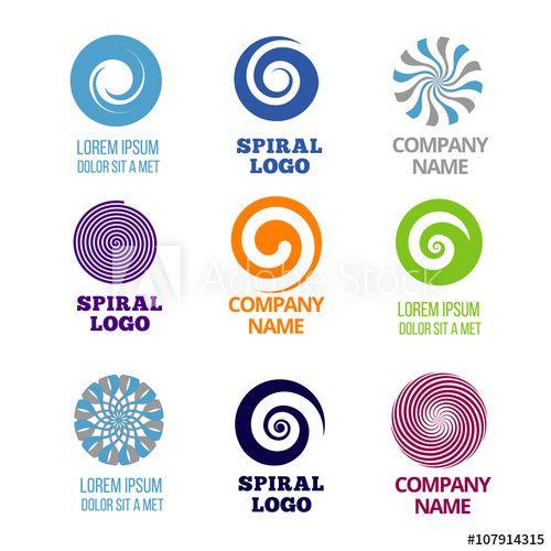 Spiral Company Logo - Spiral and swirl logos vector set. Company name spiral label, badge ...