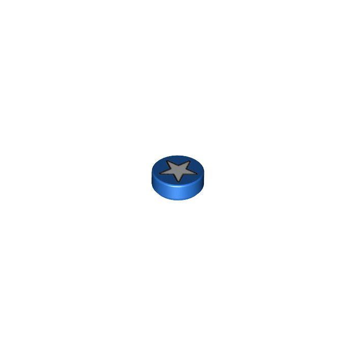 Blue Circle with White Star Logo - LEGO Round 1 x 1 Tile with White Star Pattern (25201) | Brick Owl ...