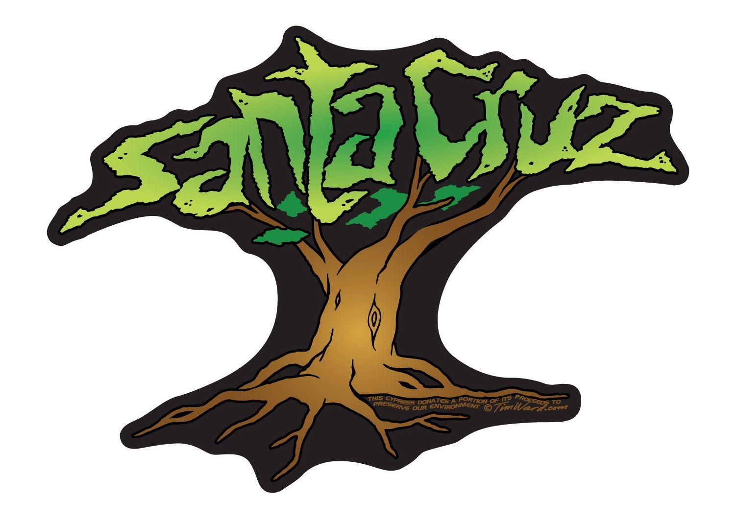 Santa Cruz Tree Logo - Tim Ward Santa Cruz Cypress Tree Sticker - Pacifc Wave Surf Shop