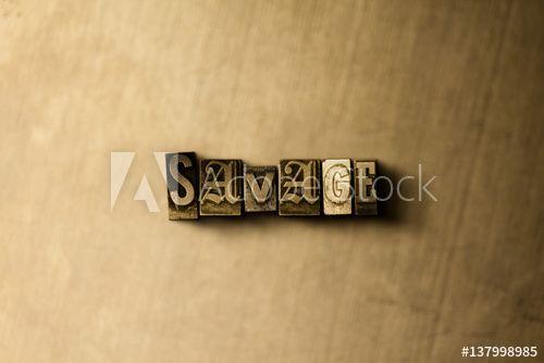 Savage Word Logo - SAVAGE - close-up of grungy vintage typeset word on metal backdrop ...