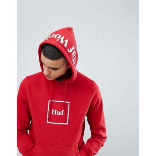 Box in Red F Logo - HUF Box Logo Hoodie With Hood Print In Red Check the label before ...