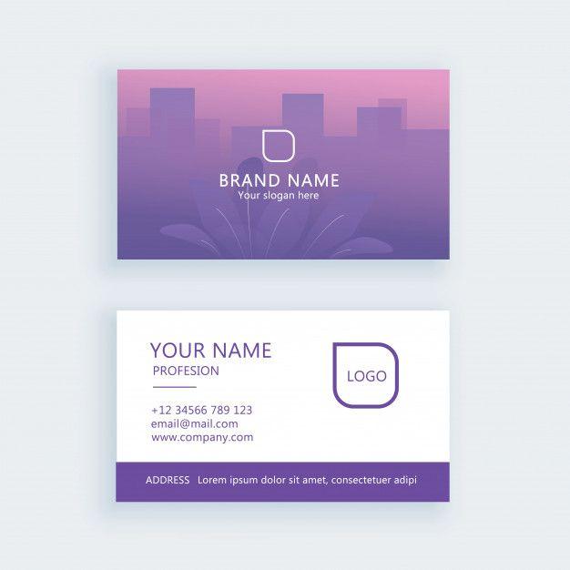 Purple Corporate Logo - Business card gradient leaf purple minimal logo corporate Vector ...