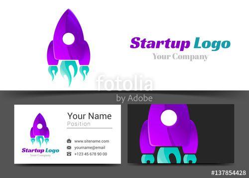 Purple Corporate Logo - Abstract Emblem Startup Purple Rocket Corporate Logo and Business ...
