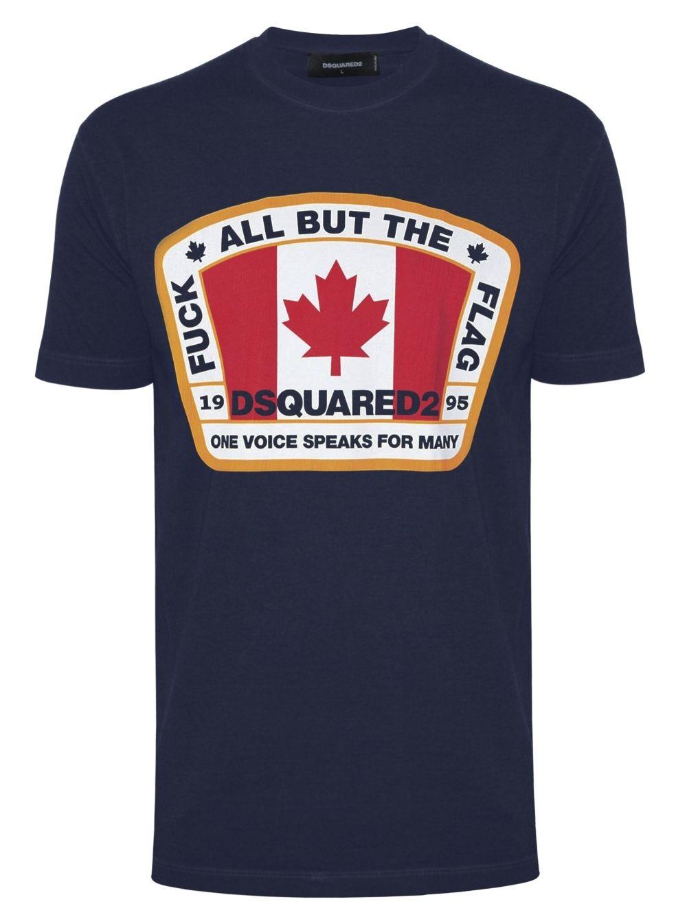 Flag Logo - DSQUARED2 Navy Flag Logo T-Shirt | Designerwear