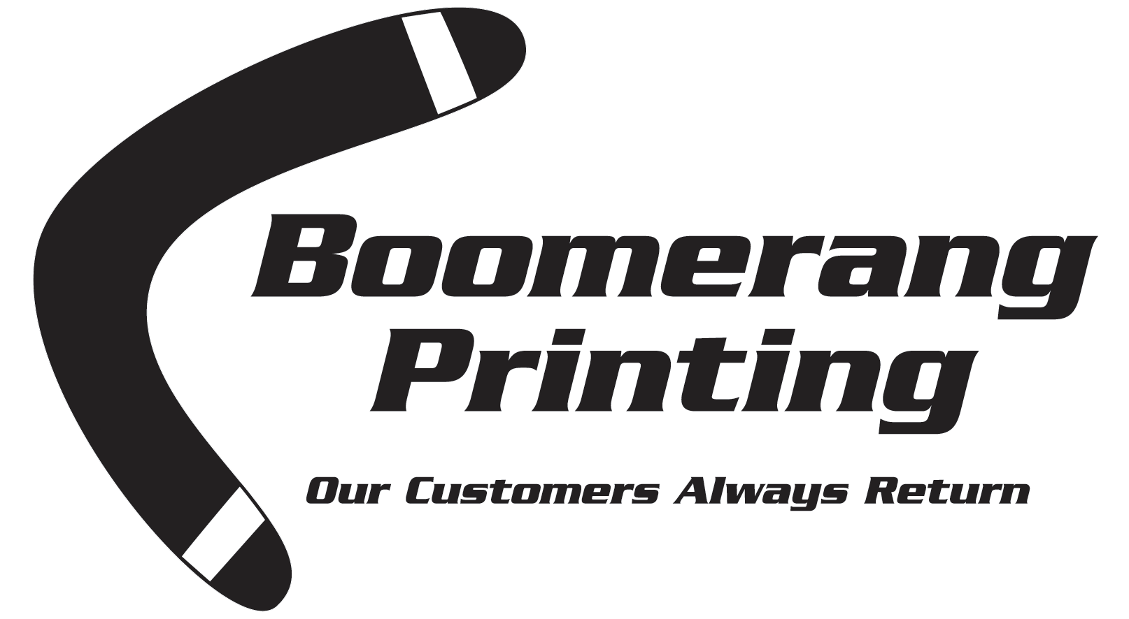 Black Boomerang Logo - CAN | boomerang-logo-w-tag-line-one-color-png - CAN