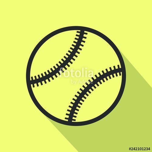 Flat Ball Logo - Baseball flat ball icon vector logo design pattern.Black on yellow ...