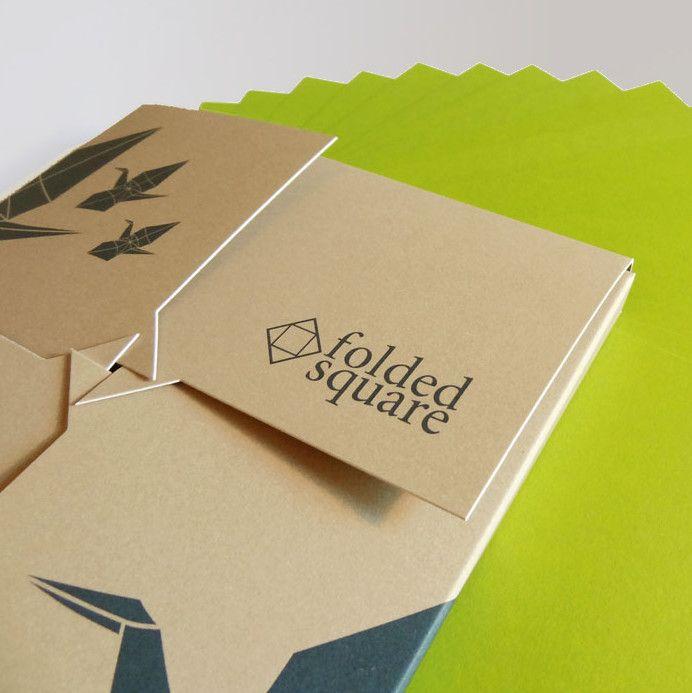 Pantone 390 Green and Grey Logo - Folded Square — Green Origami Paper | Pantone 390