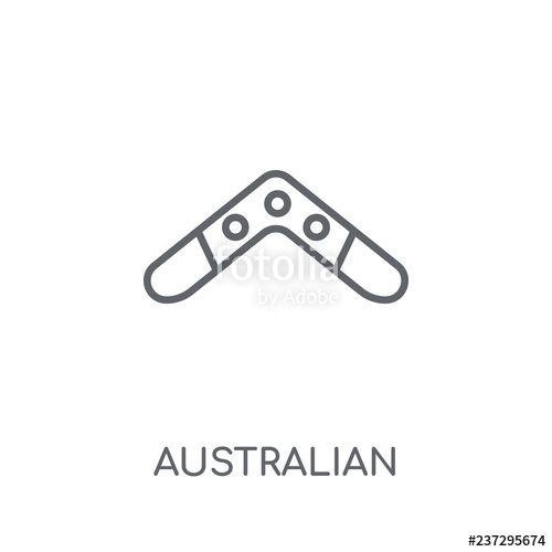 Black Boomerang Logo - Australian Boomerang linear icon. Modern outline Australian