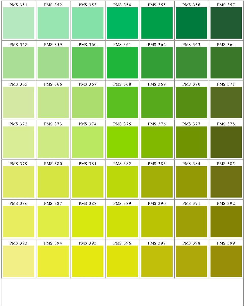 Pantone 390 Green and Grey Logo - Pantone Matching System Color Chart PMS Colors Used For Printing