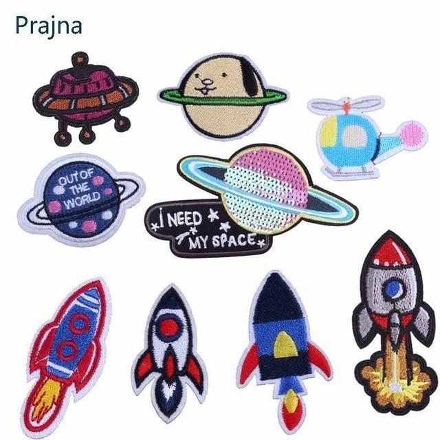 Space Shuttle Logo - Prajna Cute Cartoon Badges For Clothing Space Shuttle Embroidered