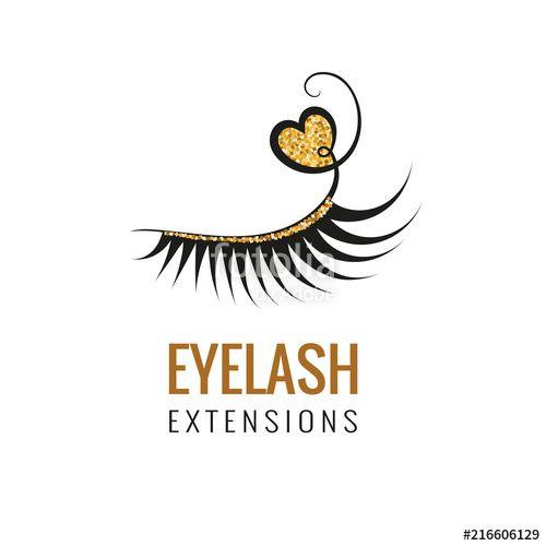 Glitter Graphics Logo - Eyelash extension with gold glitter logo design. Vector illustration ...