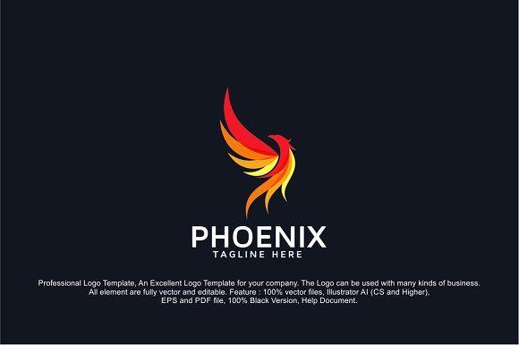 Phoenix Fire Logo - Phoenix Fire Bird Logo Template Logo Templates Creative Market
